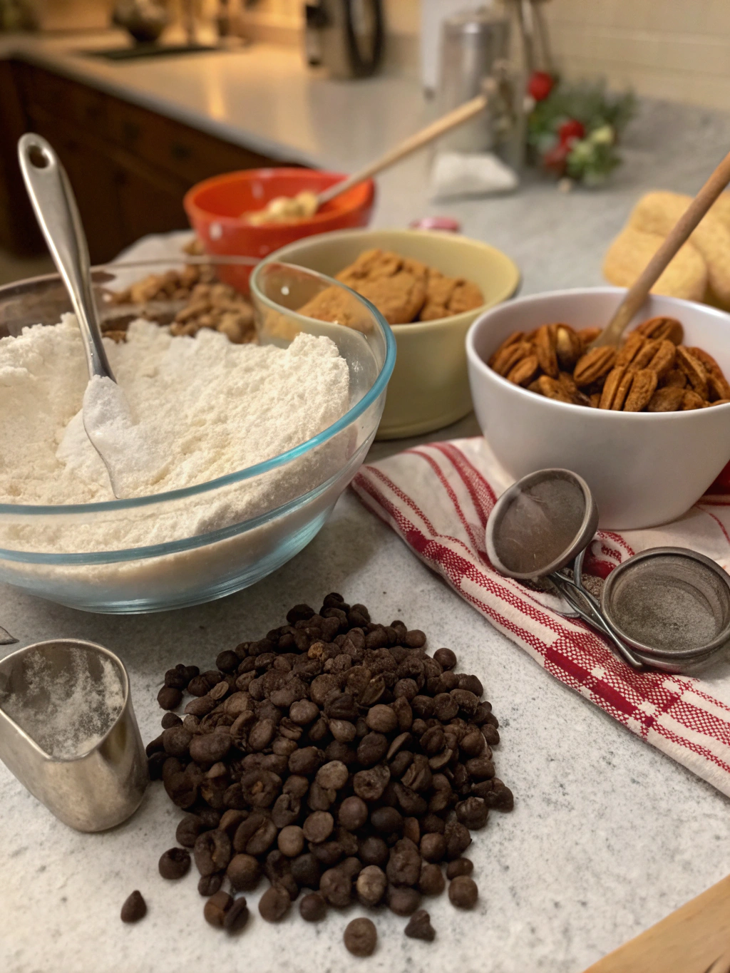 chocolate and pecan cookies preparing steps