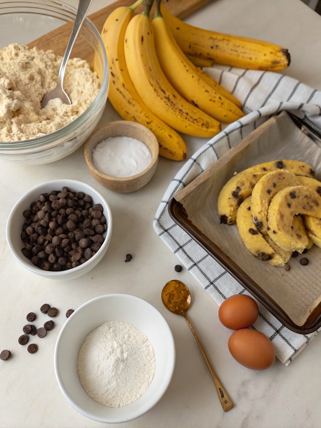 banana chocolate chip cookies preparing steps