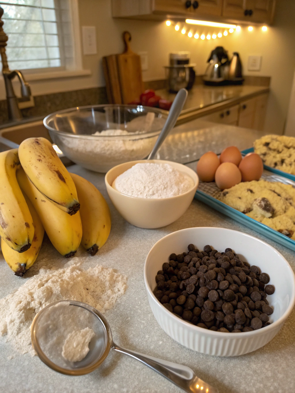 chocolate chip banana cookies preparing steps