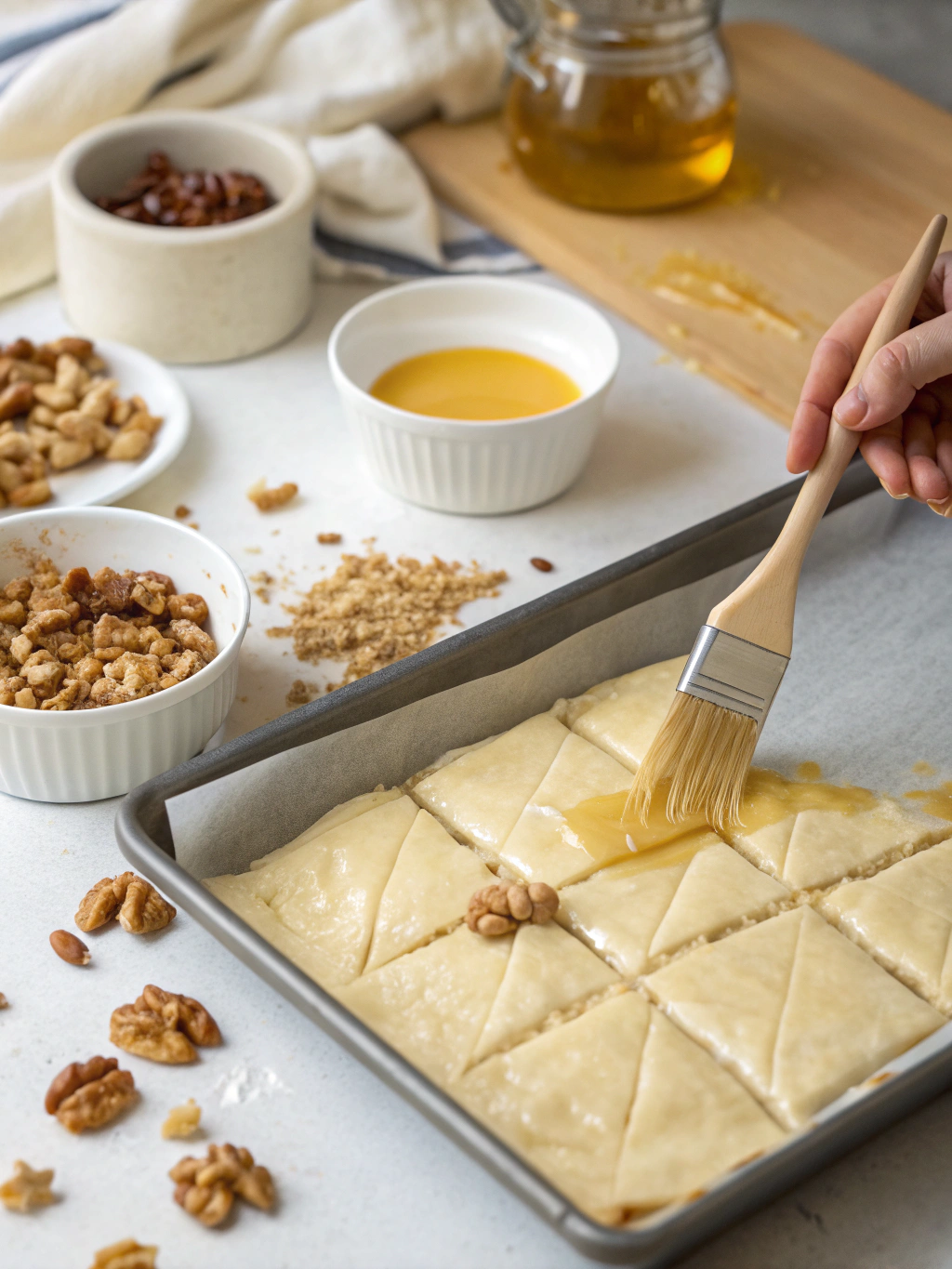 greek dessert baklava preparing steps